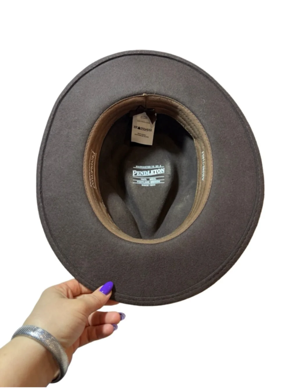 Pendleton Wool Fedora Hat Brown Leather Band Western Ranch Cowboy Classic
